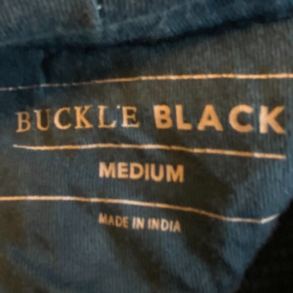 Buckle Black Pieced Thermal Knit Hoodie Streetwear Waffle Grunge Distressed-M - Picture 12 of 13